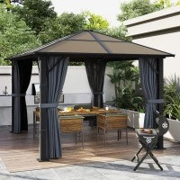 Pavilion de lux cu acoperiș solid 300 x 300 x 265 cm | gri închis