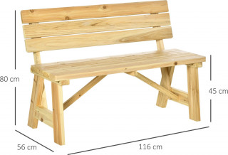 Bancă de grădină din lemn 116 x 56 x 80 cm | culoare naturală č.2