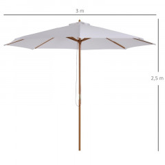 Umbrelă de grădină, din lemn, 300 cm | alb č.3