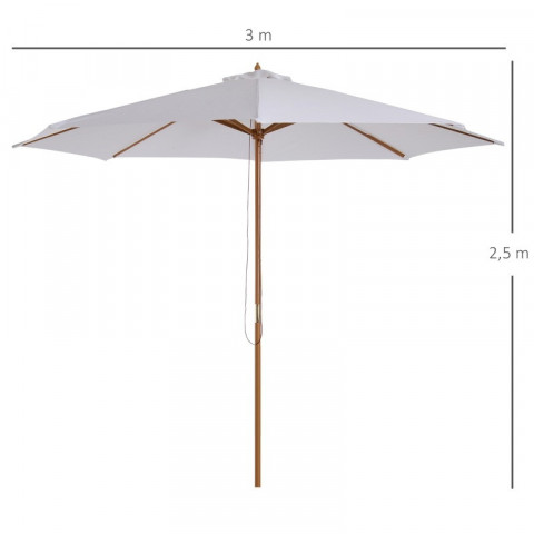 Umbrelă de grădină, din lemn, 300 cm | alb č.3