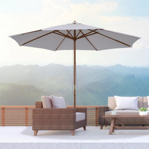Umbrelă de grădină, din lemn, 300 cm | alb č.4