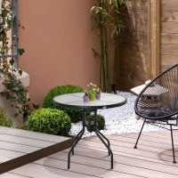 Masă de grădină cu orificiu pentru umbrelă Ø80 x 72 cm | negru č.1