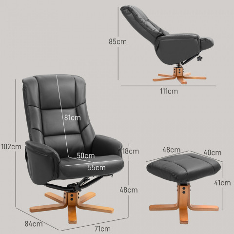 Fotoliu relaxant cu taburet 71 x 84 x 102 cm | negru č.3
