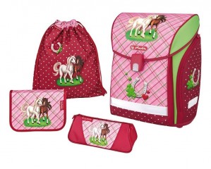 Ghiozdan de scoală Herlitz Loop Midi cai Set 4-piese | Greutate doar 890g č.1
