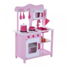 Bucătărie din lemn, pentru copii, cu accesorii | roz č.1