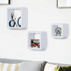 Raft pe perete Set 3-piese pătrat | alb č.2