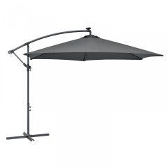 Umbrelă de grădină cu iluminare LED, picior lateral și manivela Ø 350 cm | gri č.2