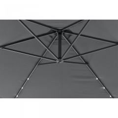 Umbrelă de grădină cu iluminare LED, picior lateral și manivela Ø 350 cm | gri č.3