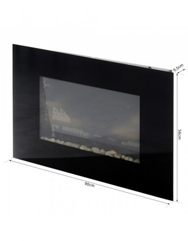 Șemineu electric de perete cu efect flăcări 1000/2000W | negru č.5