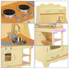 Bucătărie din lemn, pentru copii, cu accesorii | galben č.3