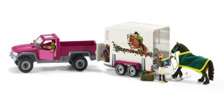 Schleich 42346 Pick-up cu remorcă și cal č.1