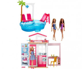 Mattel Barbie Casa 2 in 1, cu bazin + 3 păpuși č.1