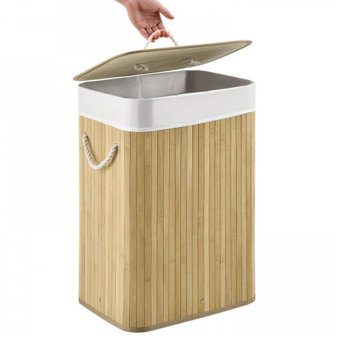 Coș din bambus pentru rufe, cu capac 72 L |  natural č.4