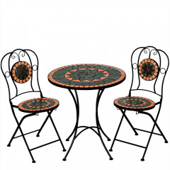 Set de gradina mozaic Terakota | masa rotunda + 2 scaune pliabile č.1