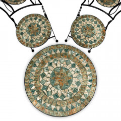 Set de gradina mozaic Malaga | masa rotunda + 2 scaune pliabile č.2