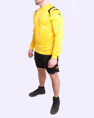 UHLSPORT tricou galben cu sorți negri. M č.2