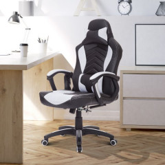 Scaun gaming, cu funcție de masaj și încălzire Lana | negru - alb č.3