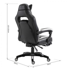 Scaun de lux pentru birou/ Scaun gaming cu suport pentru picioare Prince | negru - alb č.3