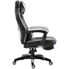 Scaun de lux pentru birou/ Scaun gaming cu suport pentru picioare Prince | negru - alb č.2