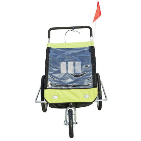 Remorcă de bicicletă, pentru 2 copii Jogger 2 in 1, | verde - negru č.5