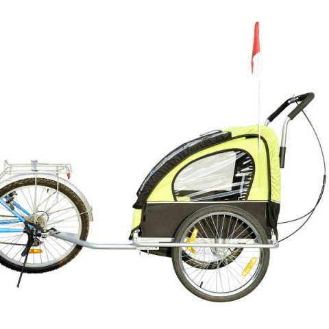 Remorcă de bicicletă, pentru 2 copii Jogger 2 in 1, | verde - negru č.4