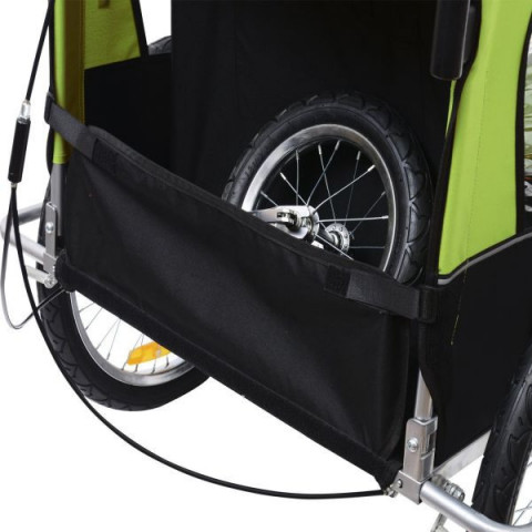 Remorcă de bicicletă, pentru 2 copii Jogger 2 in 1, | verde - negru č.8