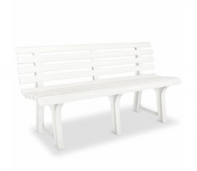 Bancă de grădină din plastic - alb | 145 cm x 49 cm x 74 cm č.1