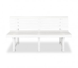 Bancă de grădină din plastic - alb | 145 cm x 49 cm x 74 cm č.2