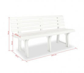 Bancă de grădină din plastic - alb | 145 cm x 49 cm x 74 cm č.3