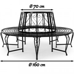 Bancă metalică rotundă pentru grădină - negru | Ø 160 cm č.2