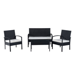 Set mobilier de grădină, poliratan, cu perne | negru č.2