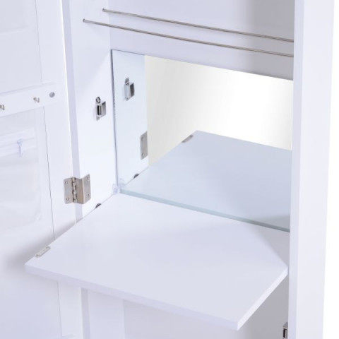 Dulap cu fixare pe perete pentru bijuterii, oglindă și 2 cârlige | alb č.4