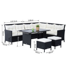 Set mobilier de grădină, de lux, poliratan, Chantelle | negru č.3