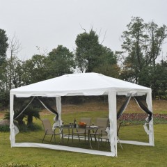 Cort de petrecere pentru grădină 4x3 m cu pereți laterali (plase de țânțari)| alb č.1