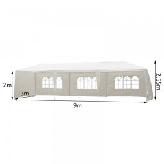 Cort de petrecere pentru grădină 9x3 m cu pereți laterali | alb č.3