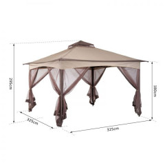 Cort de petrecere în grădină 3,25 x 3,25 x 2,95 cm cu pereți laterali (plasa anti-insecte) | maro č.3