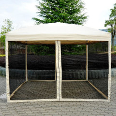 Pavilion pliabil de petrecere, pentru gradina 3 x 3 m cu pereți laterali (plasa anti-insecte) | bej č.3