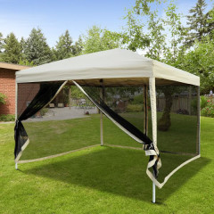 Pavilion pliabil de petrecere, pentru gradina 3 x 3 m cu pereți laterali (plasa anti-insecte) | bej č.1