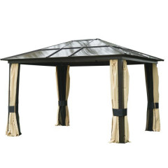 Pavilion de lux pentru grădină, cu acoperiș policarbonat 3 x 3,6 m | bej