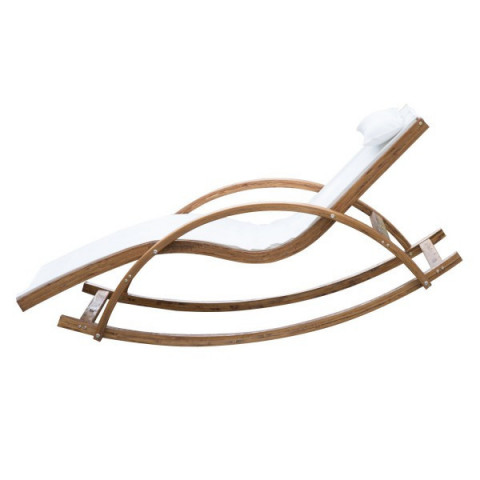 Șezlong tip balansoar pentru grădină din lemn de zada | alb č.4