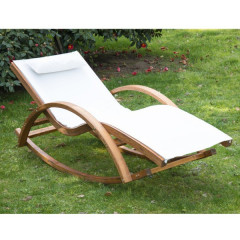Șezlong tip balansoar pentru grădină din lemn de zada | alb č.2