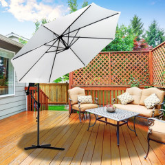 Umbrelă de grădină cu picior lateral și manivelă Ø 300 cm | crem