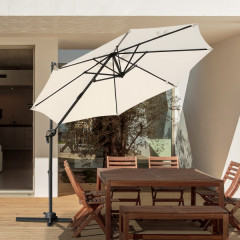Umbrelă de grădină cu picior lateral și manivelă, rotativa 360° | crem č.2