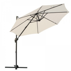 Umbrelă de grădină cu picior lateral și manivelă, rotativa 360° | crem č.1