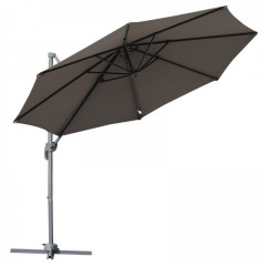 Umbrelă de grădină cu picior lateral și manivelă, rotativa 360° | gri