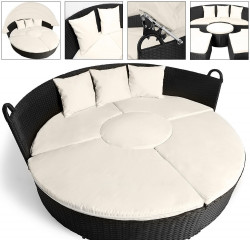 Șezlong pentru grădină, din poliratan, Salem cu masă telescopică | negru č.2