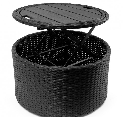 Șezlong pentru grădină, din poliratan, Salem cu masă telescopică | negru č.5