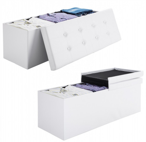 Bancă tapițată cu spațiu de depozitare 115 x 38 x 38 cm | alb č.3