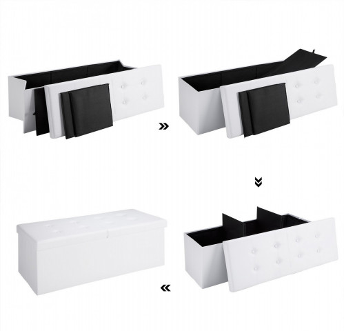 Bancă tapițată cu spațiu de depozitare 115 x 38 x 38 cm | alb č.4