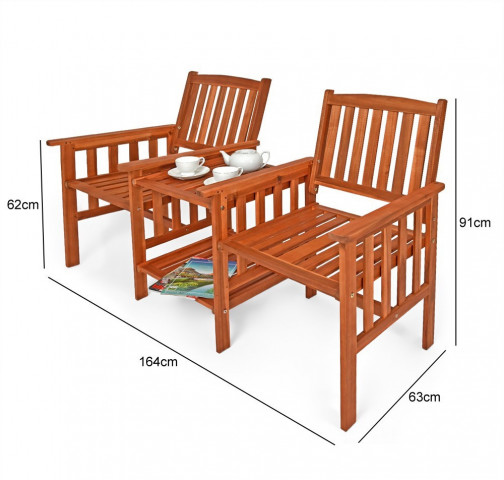 Boca Set de grădină, cu două locuri | lemn masiv de sălcâm č.3